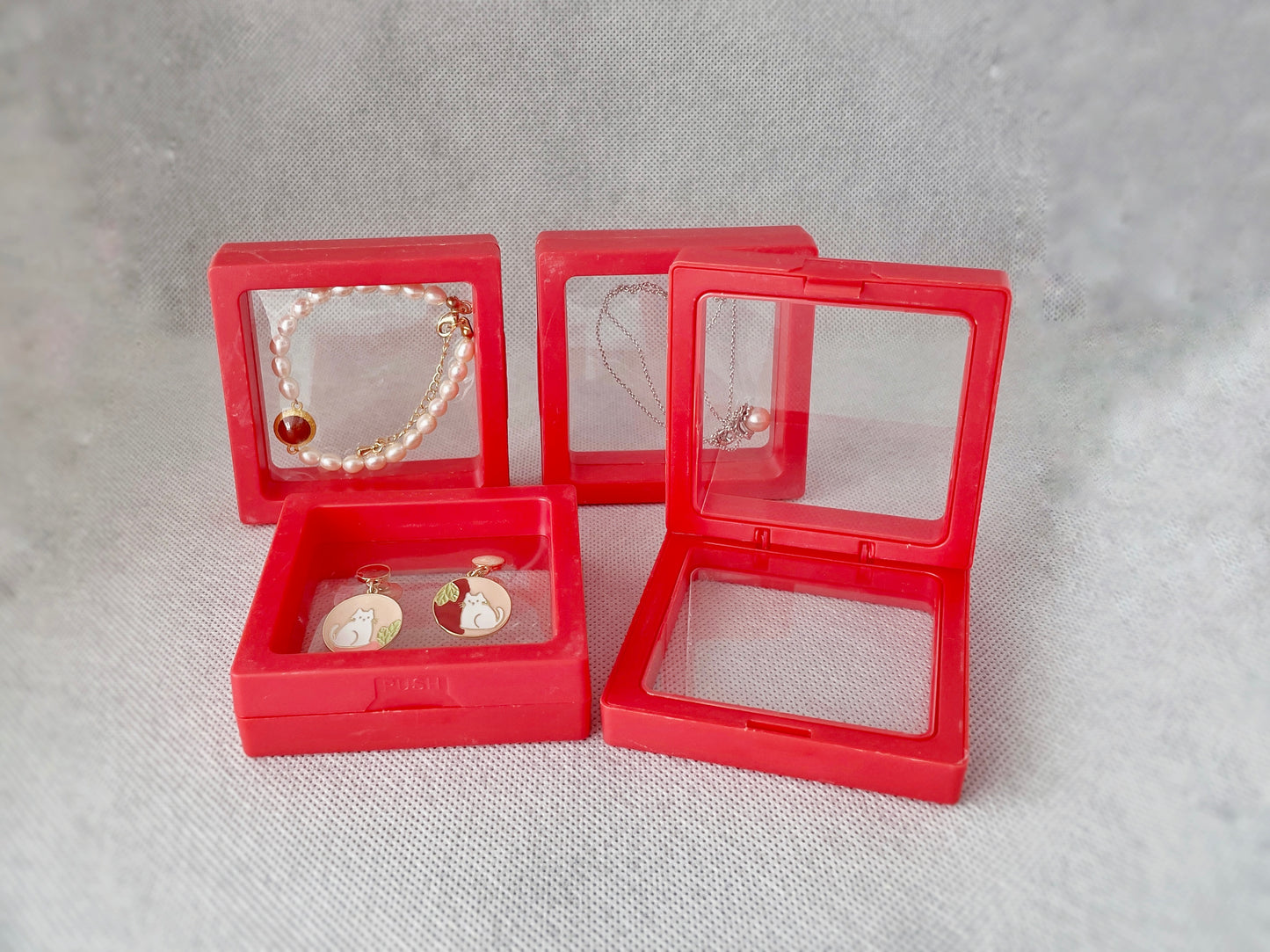Transparent jewellery case, Floating frame storage box, Press on nails storage box, Fossils display box, Small clear display box