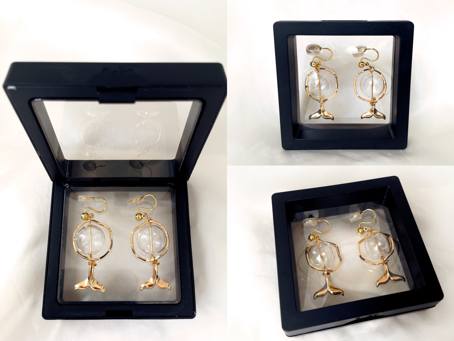 Whale Tail and Bauble Clip on Earrings