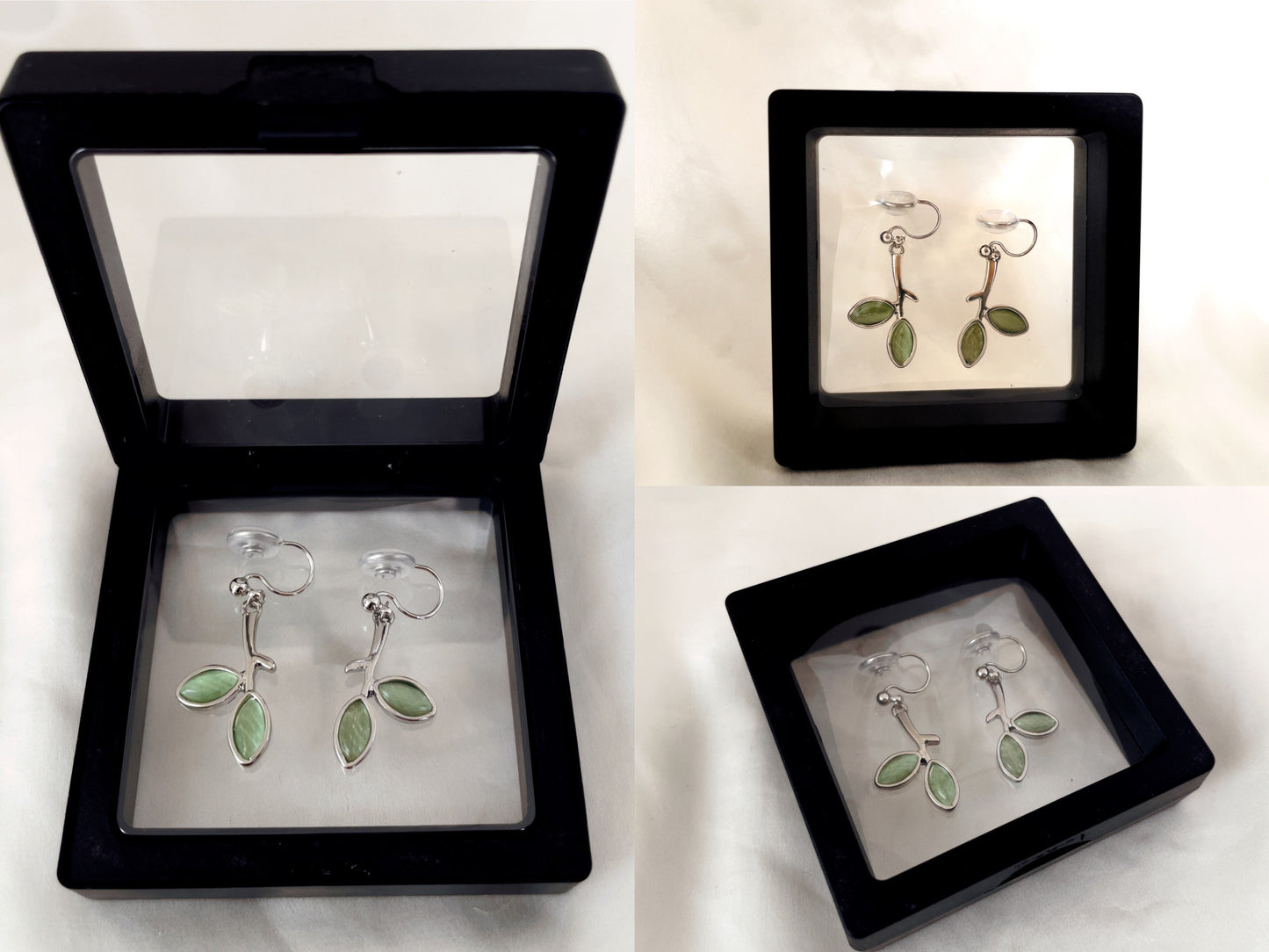 Green Leaf Clip on Earrings