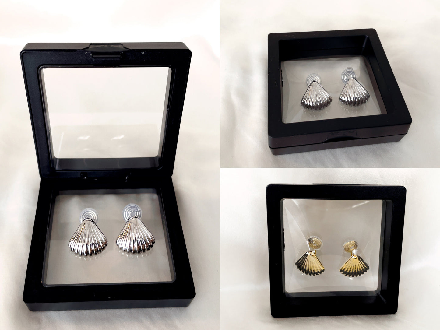 Silver/Gold Seashell Stud Clip on Earrings