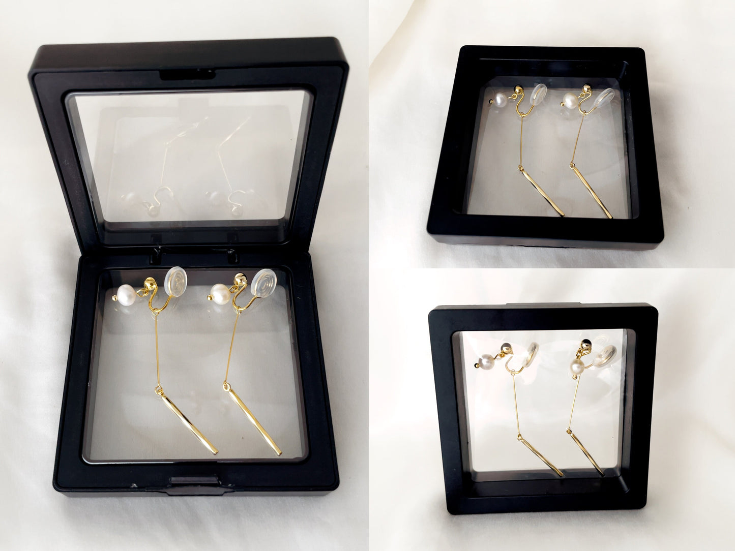 Genuine Freshwater Pearl Threader Dangle Drop Clip on Earrings