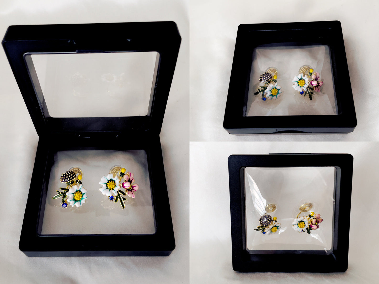 Mismatched Wildflower Bouquet Clip on Earrings