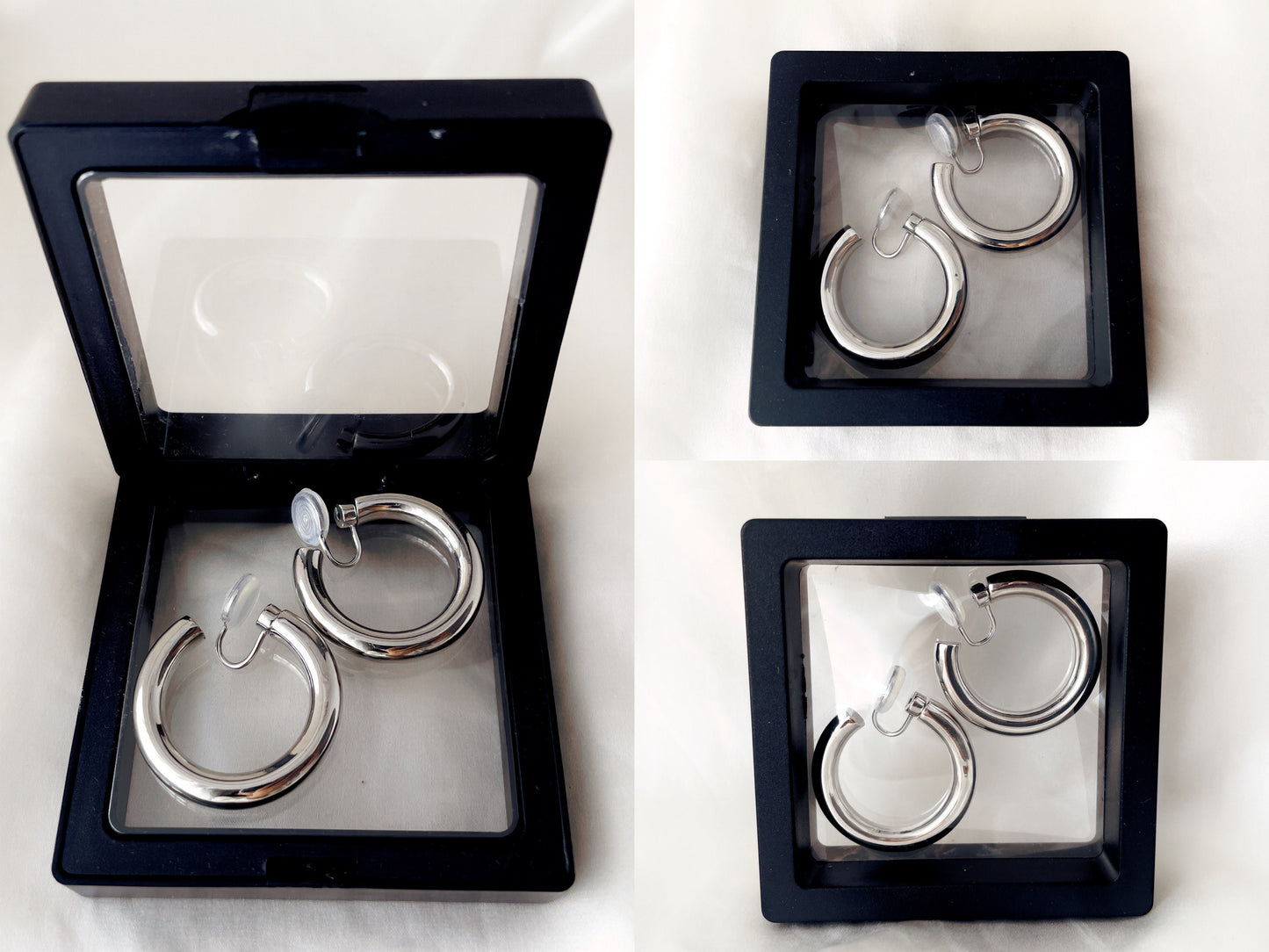 30mm/40mm Chunky Sliver/Gold Hoops Clip on Earrings