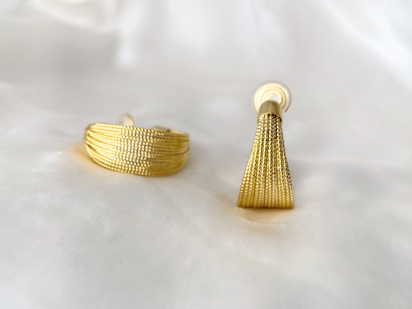 Statement Silver/Gold Bold Hoop Clip on Earrings