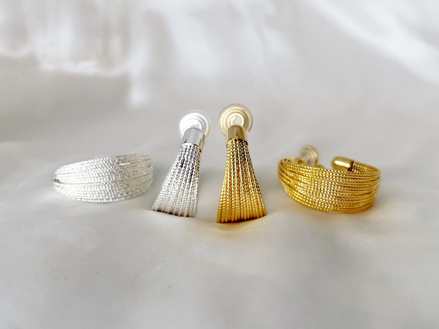 Statement Silver/Gold Bold Hoop Clip on Earrings
