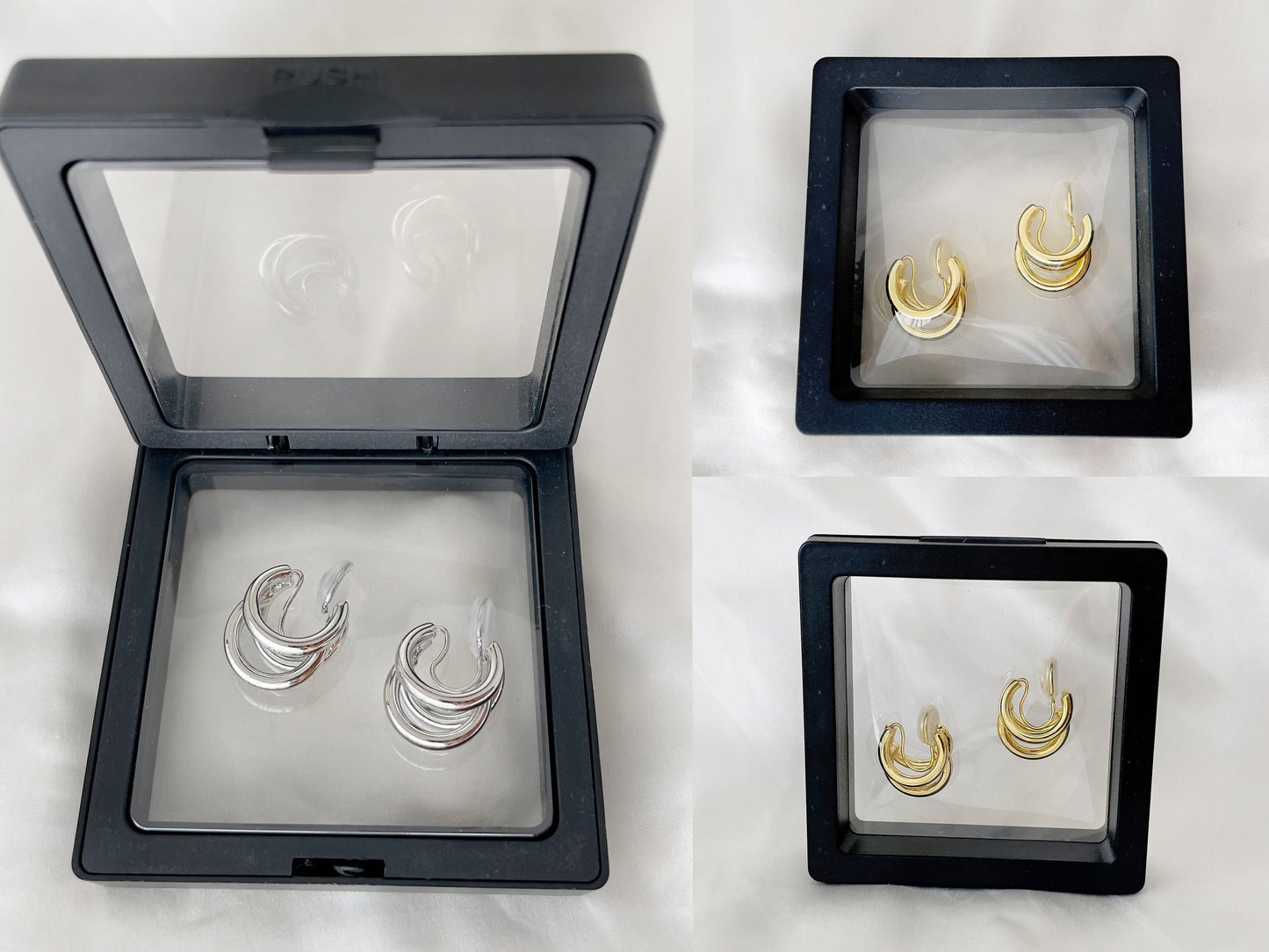 Silver/Gold Chunky Claw Clip on Earrings