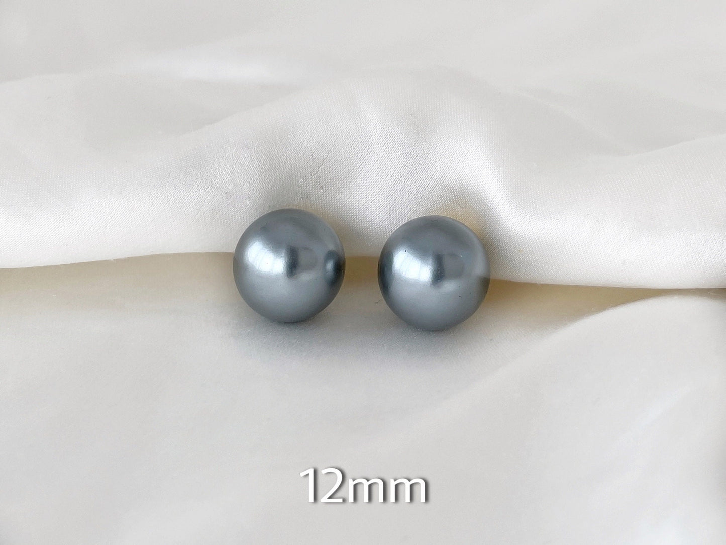 White/Grey Pearl 10mm|12mm|14mm Clip on Earrings