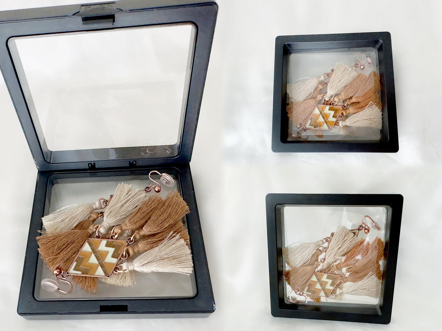 Handmade Boho Tassel Dangle Clip on Earrings