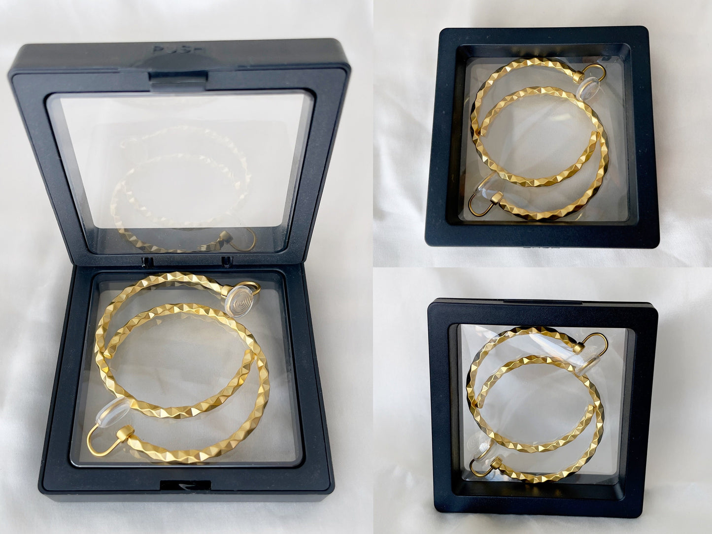 Textured Silver/Gold/Black 45mm Large Hoop Clip on Earrings