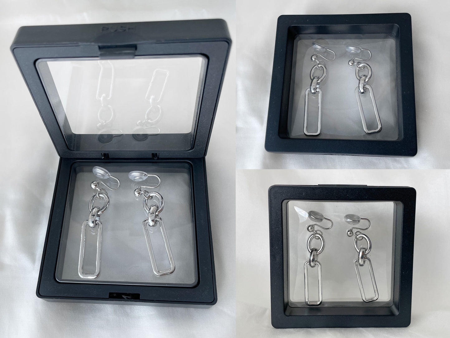 Silver/Gold Chunky Chain Dangle Clip on Earrings