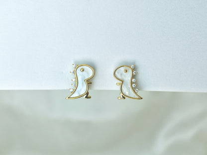 Mother of Pearl Dinosaur Clip on Earrings