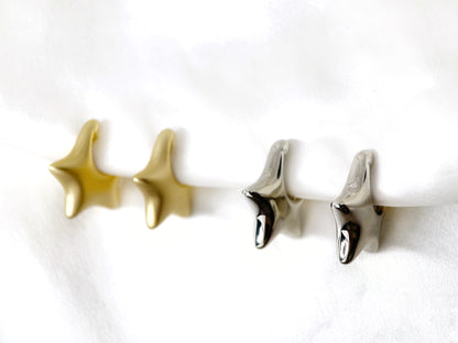 Silver/Gold Star Huggie Clip on Earrings