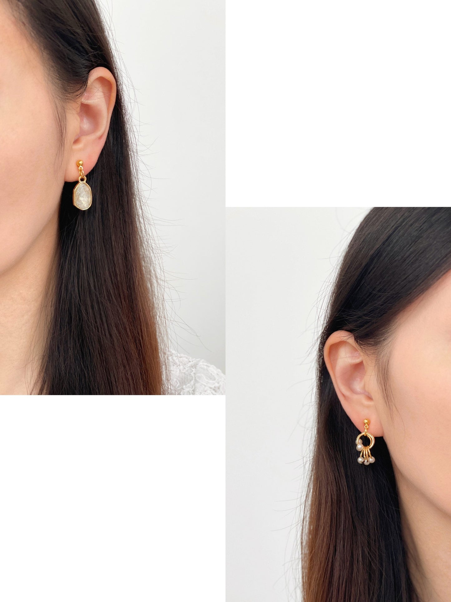 Mismatched Pearls and Sparkles Clip on Earrings