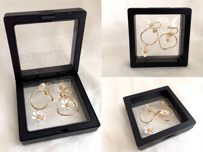 Mismatched Daisy on Hoop Clip on Earrings