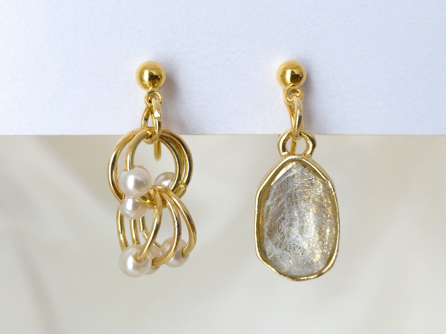 Mismatched Pearls and Sparkles Clip on Earrings