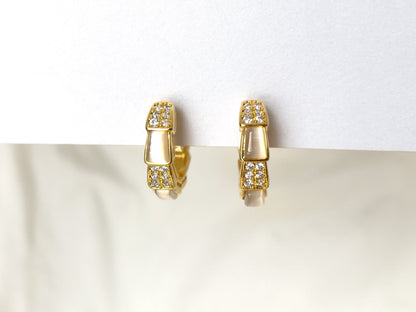 Sparkles and Moonstone Huggie Hoop Clip on Earrings