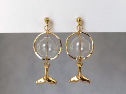 Whale Tail and Bauble Clip on Earrings