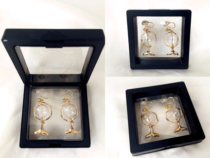 Whale Tail and Bauble Clip on Earrings