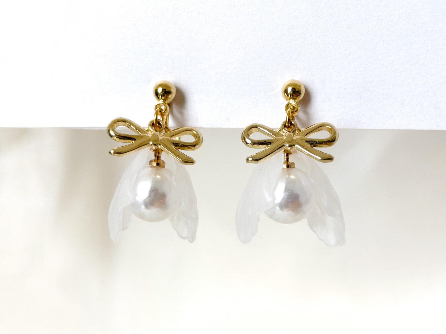 Snowdrop Flower Clip on Earrings