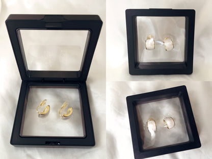 Minimalist Half Curve White Clip on Earrings