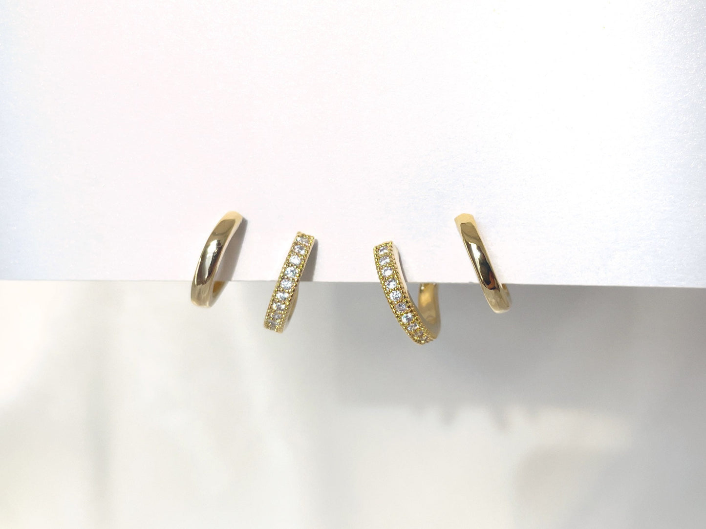 Double Huggie Hoop CZ Gold/Silver Clip on Earrings
