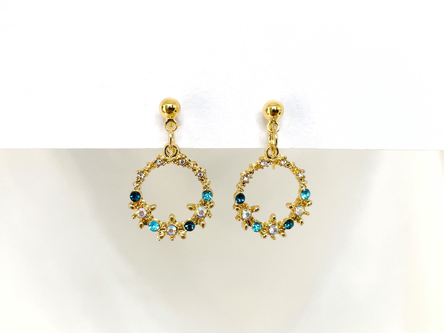 Sparkly Crystals Circle CZ Dangle Clip on Earrings