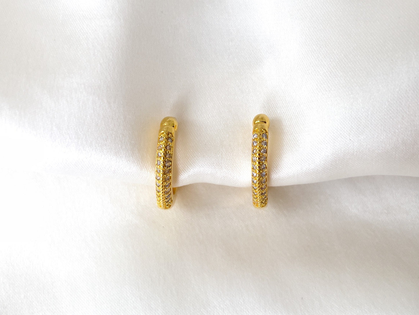 Minimalist CZ Huggie Hoop Clip on Earrings