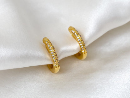 Minimalist CZ Huggie Hoop Clip on Earrings