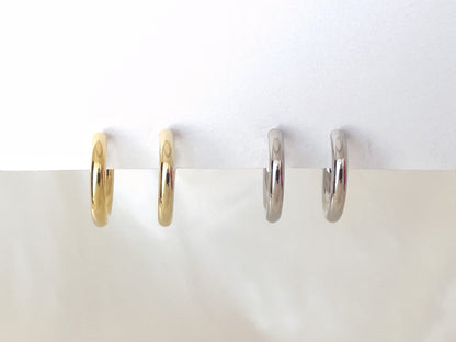 Minimalist Chunky Gold/Sliver Hoops Clip on Earrings