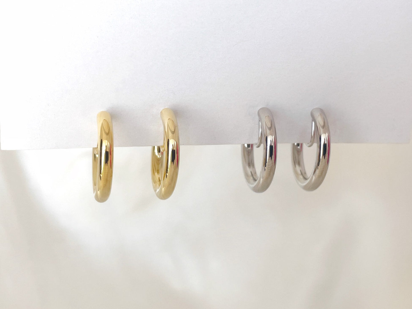 Minimalist Chunky Gold/Sliver Hoops Clip on Earrings