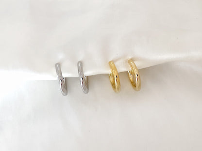 Minimalist Chunky Gold/Sliver Hoops Clip on Earrings