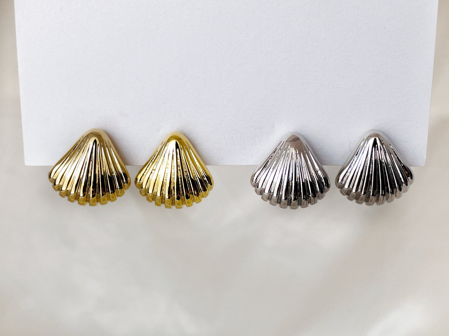 Silver/Gold Seashell Stud Clip on Earrings