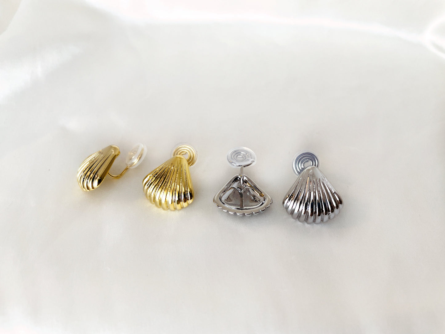 Silver/Gold Seashell Stud Clip on Earrings