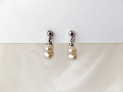 Freshwater Pearl Beaded Huggie Hoop Clip on Earrings