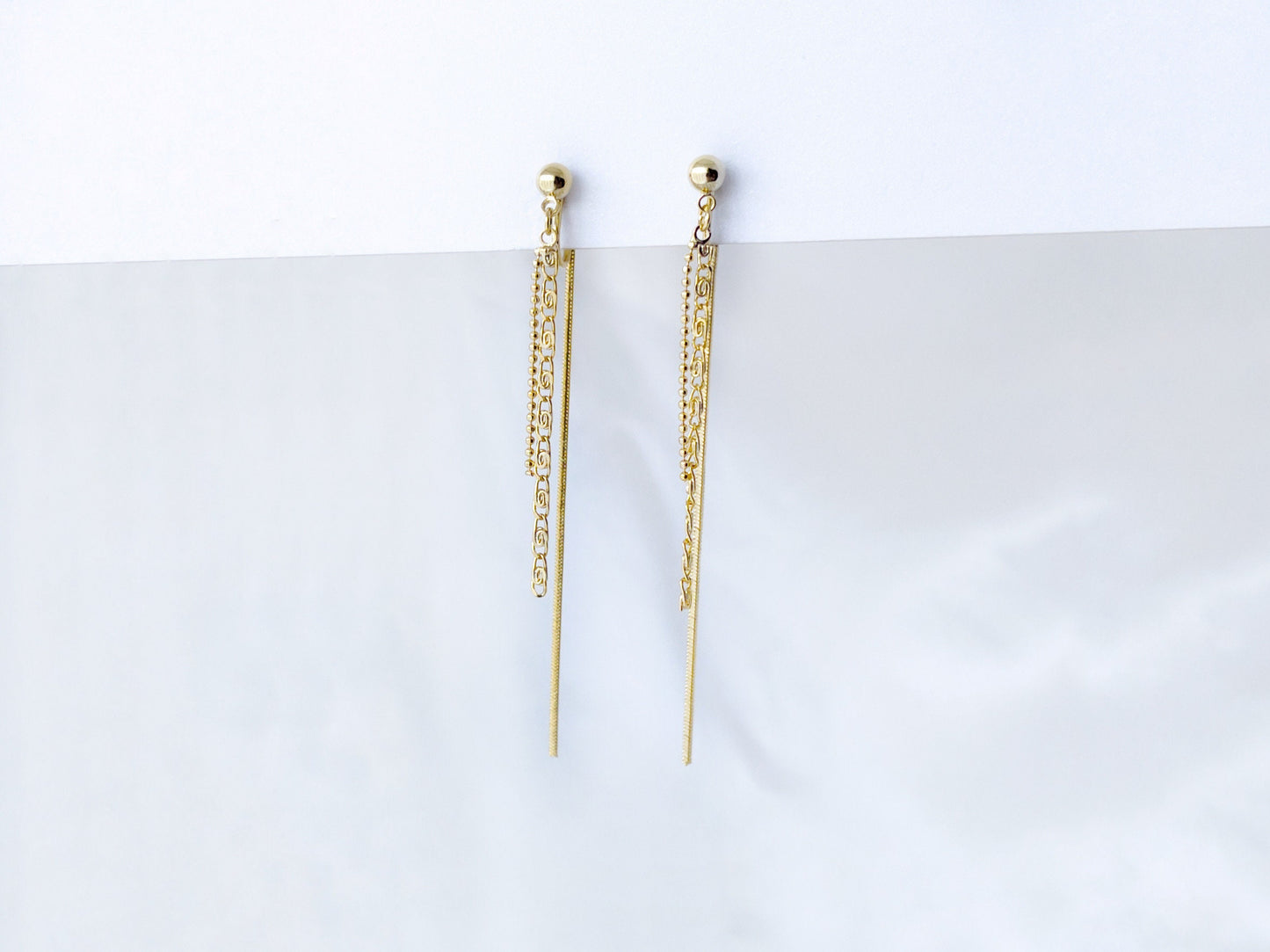 Minimalist Long Chain Silver/Gold Clip on Earrings