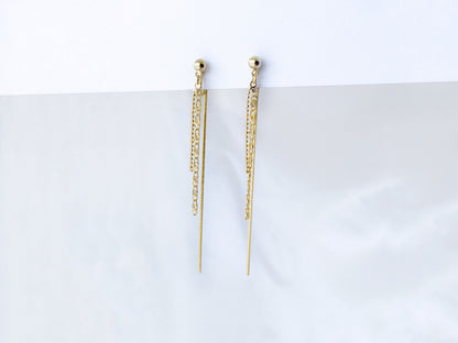 Minimalist Long Chain Silver/Gold Clip on Earrings
