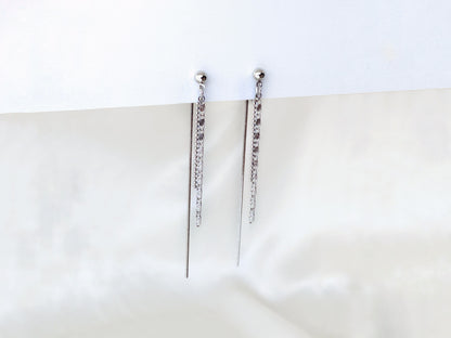 Minimalist Long Chain Silver/Gold Clip on Earrings