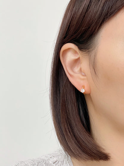 Rose Gold CZ Crystal Huggie Hoop Clip on Earrings