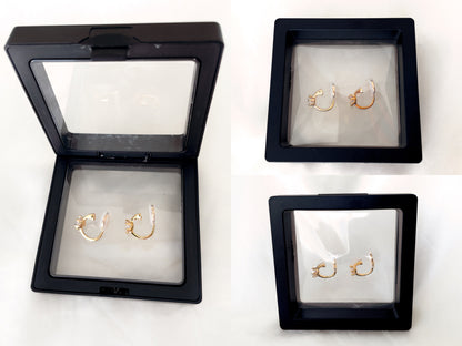 Rose Gold CZ Crystal Huggie Hoop Clip on Earrings