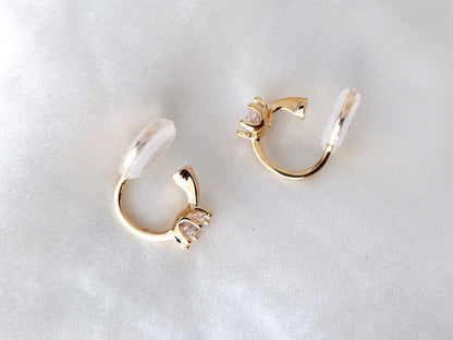 Rose Gold CZ Crystal Huggie Hoop Clip on Earrings