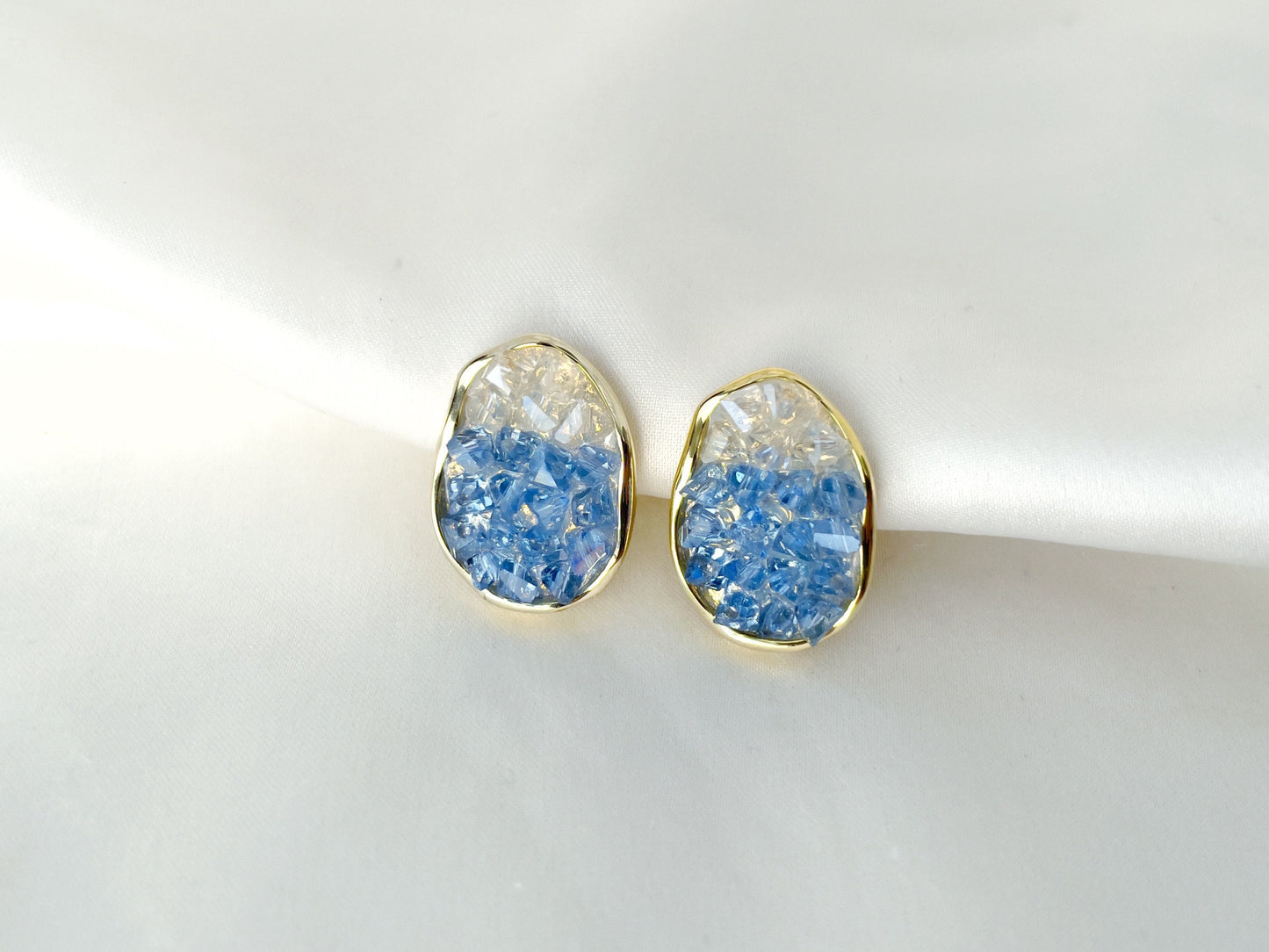 Sparkling Druzy Crystal Clip on Earrings