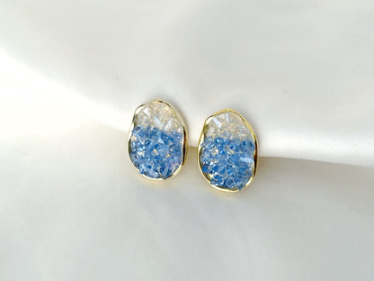 Sparkling Druzy Crystal Clip on Earrings