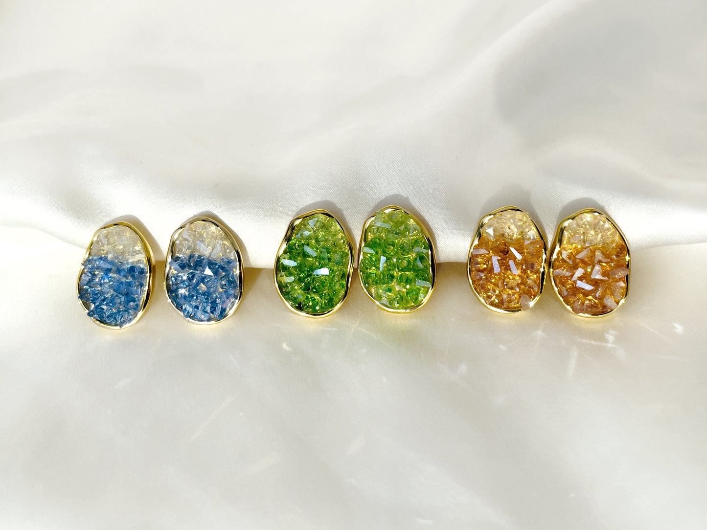 Sparkling Druzy Crystal Clip on Earrings