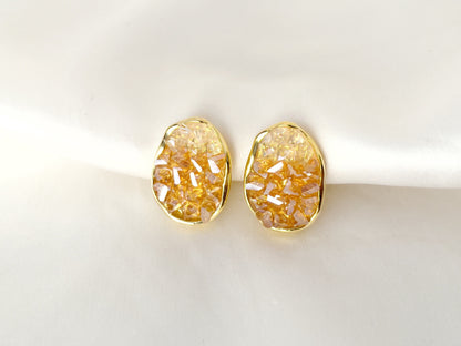 Sparkling Druzy Crystal Clip on Earrings