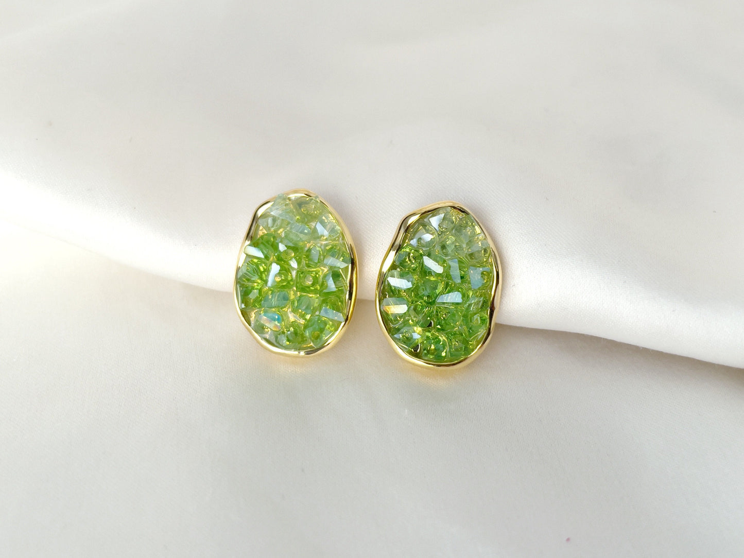 Sparkling Druzy Crystal Clip on Earrings