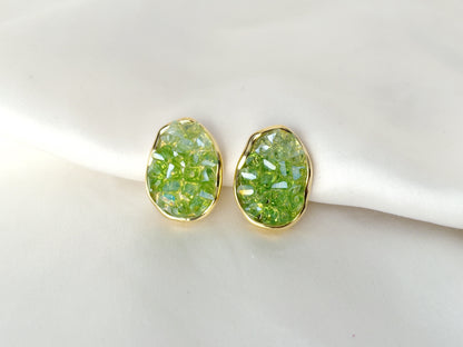 Sparkling Druzy Crystal Clip on Earrings