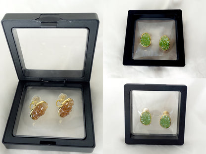 Sparkling Druzy Crystal Clip on Earrings