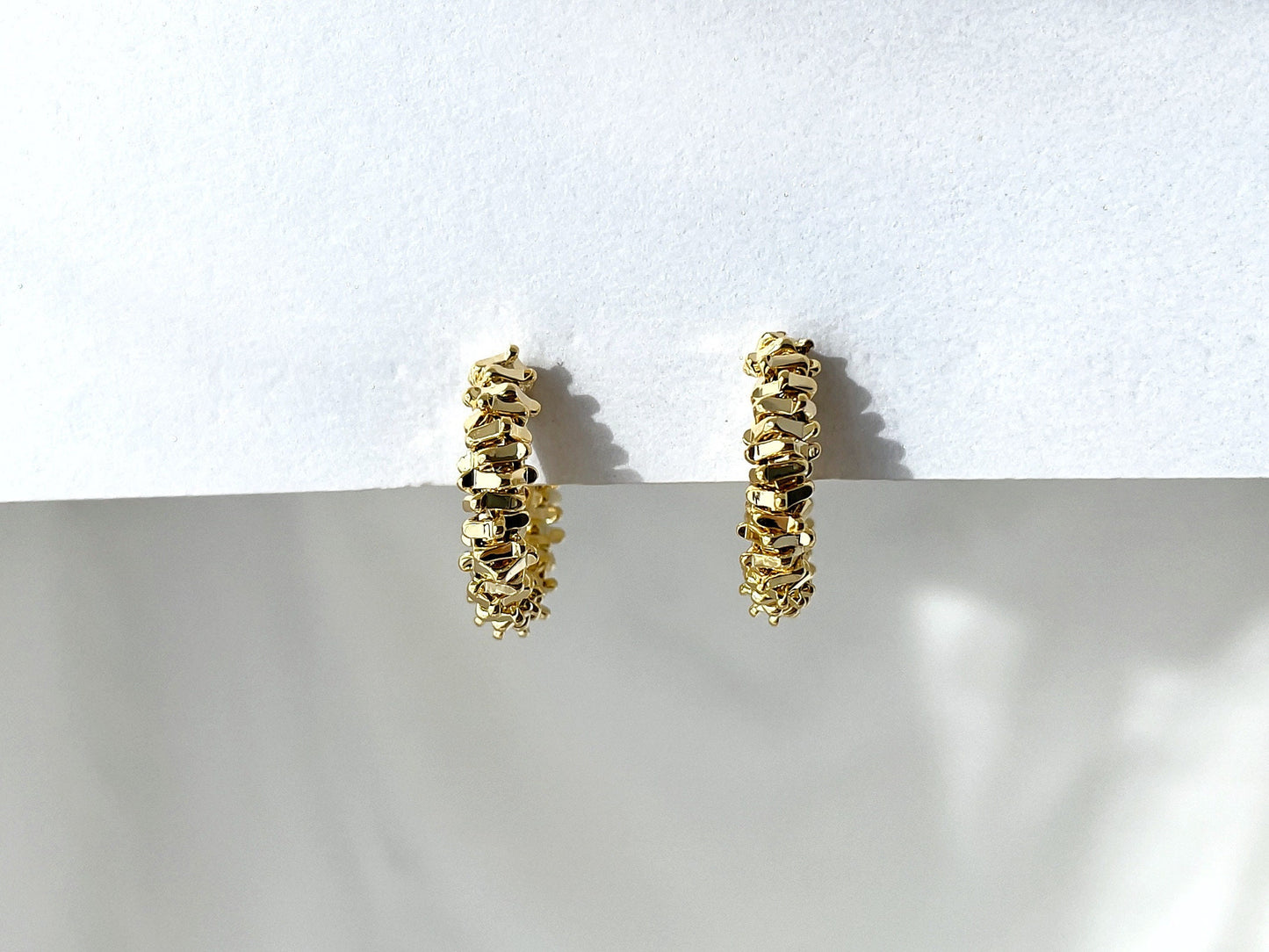 Minimalist Cube Beaded Huggie Hoop Clip on Earrings