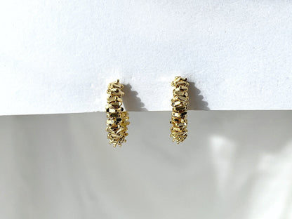 Minimalist Cube Beaded Huggie Hoop Clip on Earrings