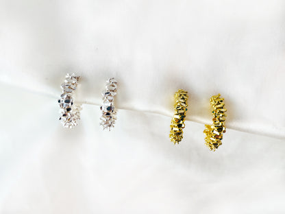Minimalist Cube Beaded Huggie Hoop Clip on Earrings